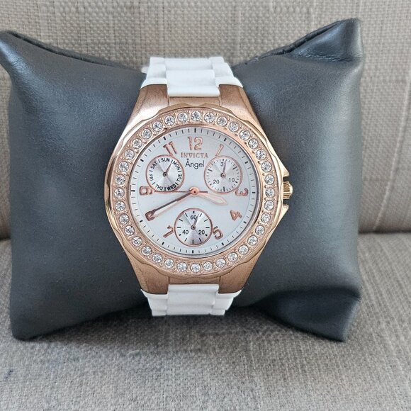 Invicta Angel Ladies Wristwatch Gold Tone Bezel Crystal Accent Watch Read desc - Picture 11 of 12